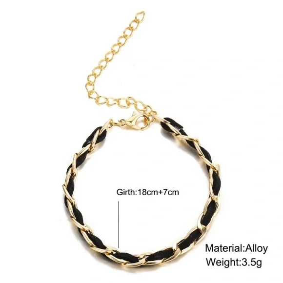Gold & Black Chain PU Bracelet - Picture 6 of 6